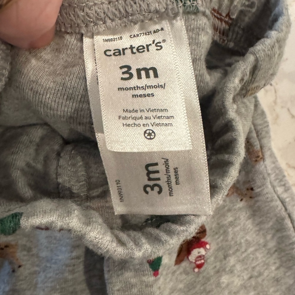 Carters - 3M - Festive Green and Gray Baby Outfit - Picture 6 of 9